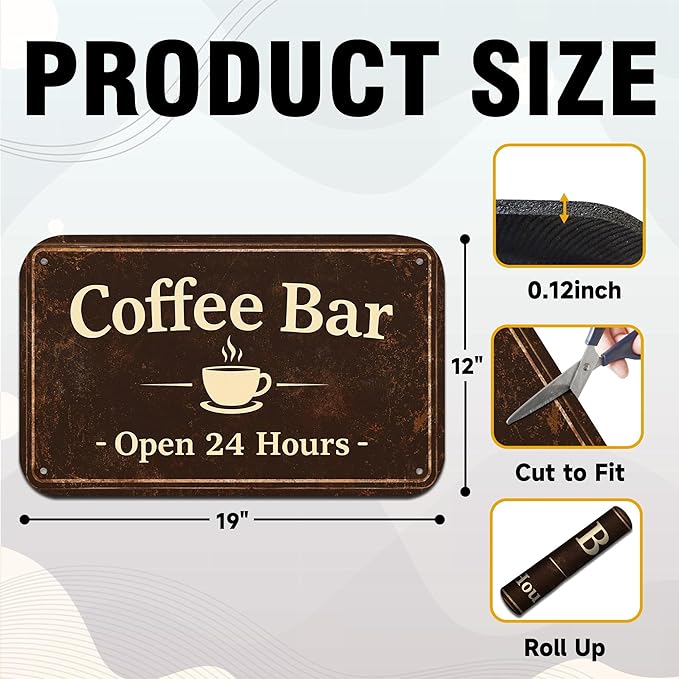 Vintage Coffee Bar Coffee Drying Mat 12" x 19", Absorbent Quick-Dry Mat, Non-Slip Waterproof Countertop Protector for Coffee Station and Espresso Machine