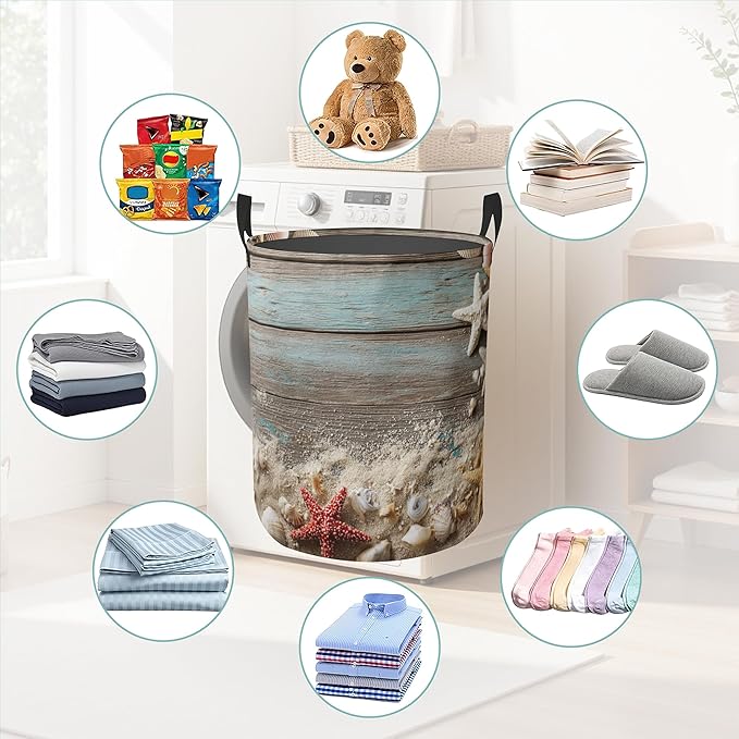 Laundry Basket With Handle, Dirty Clothes Laundry Hamper, Oxford Cloth Bin Storage Organizer for Toy Collection