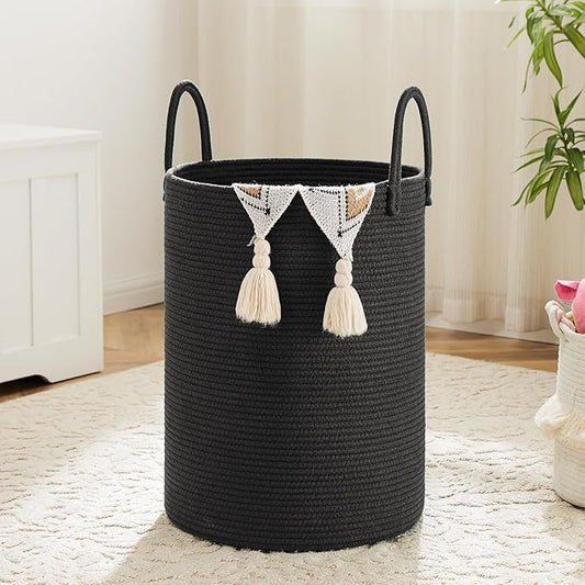 Artfeel Laundry Basket,Woven Cotton Rope Laundry Hamper,60L for Decorative Storage of Dirty Clothes,Toys and Blankets in Bathroom,Baby Room and Living Room