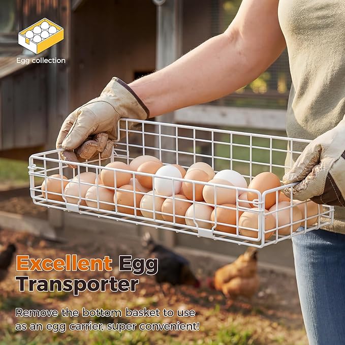 Sevenblue Upgraded Egg Holder Countertop with Removable 5 Dividers & Date Plate, 3 Tier Pull Out Large Egg Basket for Gathering Fresh Eggs, Kitchen Organizer, The Size - 16.7“x16.6”x11.3