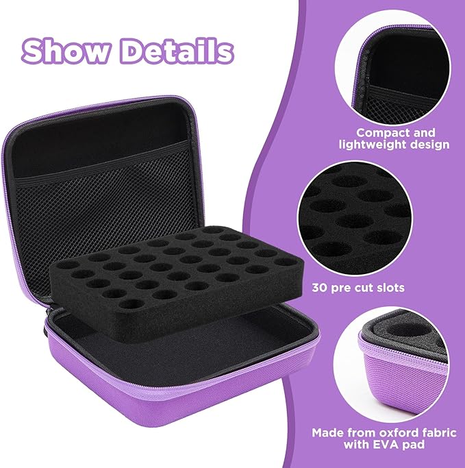 Teenyyou 30 Slots Insulin Peptide Fridge Carrying Case Vial Holder Storage Protector Bag, Fits Standard 10ml Vials, Insulin Cooler Travel Kits Case Organizer Diabetes Protector(Purple)