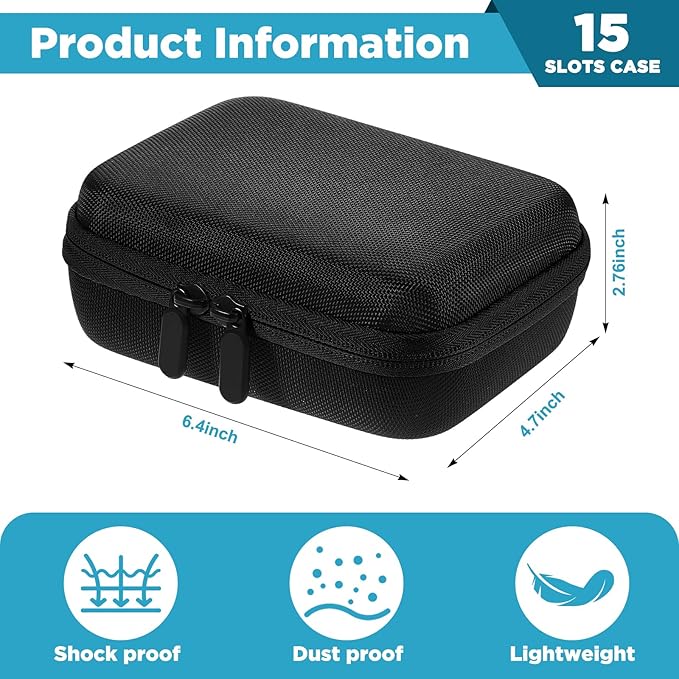 Teenyyou 15 Slots Insulin Peptide Fridge Carrying Case Vial Holder Storage Protector Bag, Fits Standard 10ml Vials, Insulin Cooler Travel Kits Case Organizer Diabetes Protector(Black)