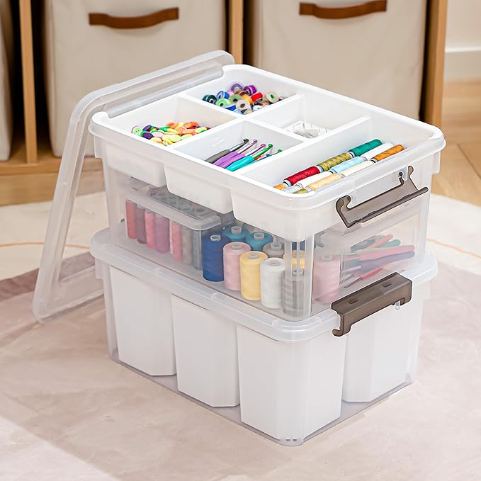 Citylife Craft Organizers, 2 Pack-17 QT, Clear white