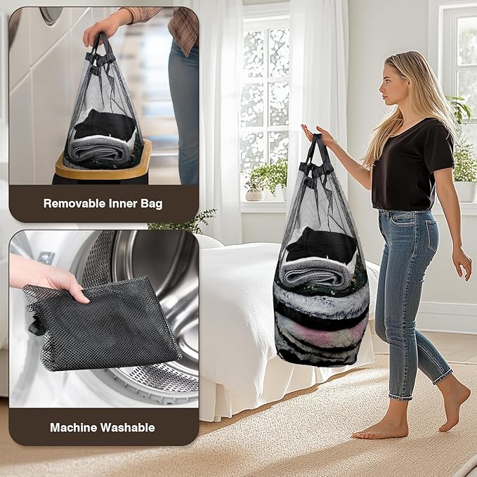 Bathola 75L Slim Laundry Hamper with Lid, Dirty Clothes Hampers for Laundry, Collapsible Laundry Baskets for Small Spaces, Bedroom, Bathroom, Laundry Room, Black