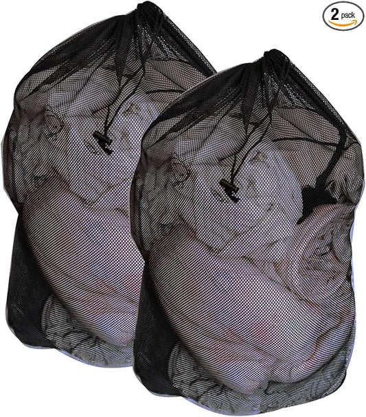2 Pack Large Mesh Laundry Bags, Heavy Duty Mesh Laundry Bag 23 x 34 Inches, Laundry Drawstring Bag for College, Dorm, Travel, Family and Apartment Dwellers