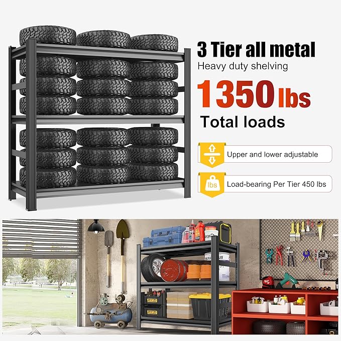 3-Tier Storage Shelves, Adjustable Pantry Shelves，KitchenStorage Standing Baker's Racks, Shelving Unit for Kitchen, Living Room, Dinning Room, Coffee Bar (31.5'H×27.6'W×11.8'D)