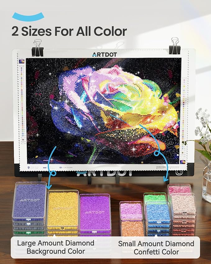 ARTDOT 60-Piece Diamond Art Storage Trays Kits for Adults with Lids, 2-in-1 Stackable Diamond Painting Accessories and Tools