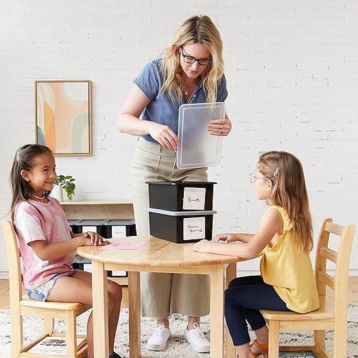 ECR4Kids Cubby Storage Bin with Lid, Multipurpose Organization, Black, 10-Piece