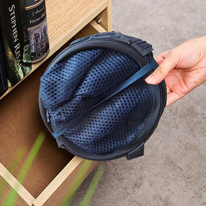 Pop up hamper, the upgraded laundry basket with breathable side pocket mesh. Ideal for room, apartment, dormitory, travel, business trip & kids storage (1, Dark blue)