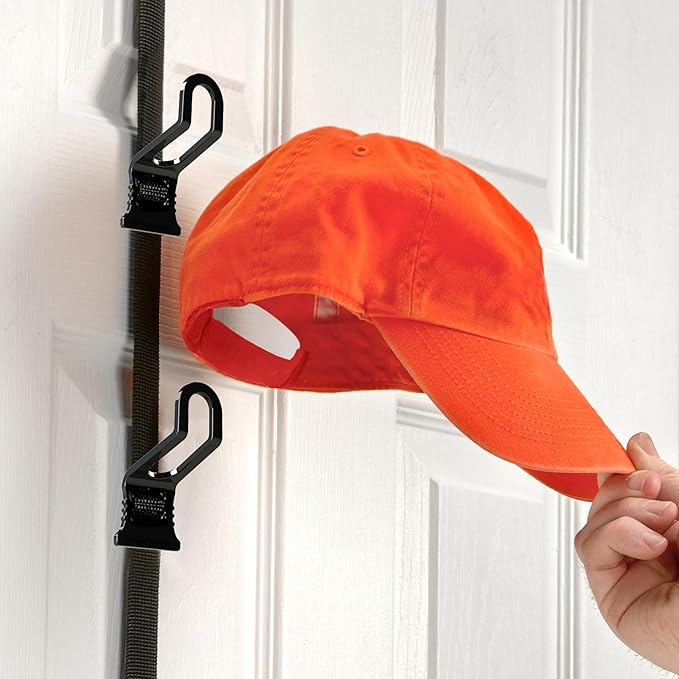 Perfect Curve Cap Rack For Closet - Holds 18 to 36 Adjustable Caps - Over-The-Door Hat Rack and Organizer - For Men or Women's Hat Collections - Cap Organizer | 2 Straps | Black