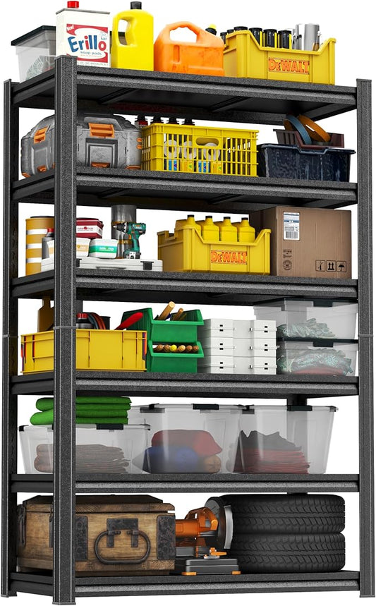 PRESTELION 78" H-40 W Storage Shelves meta1 Garage Shelving Unit 3000LBS meta1 Shelf Adjustable Storage Rack for Basement, Warehouse, Pantry, Closet, Kitchen 78" H x 39.4" W x 15.8" D, Black