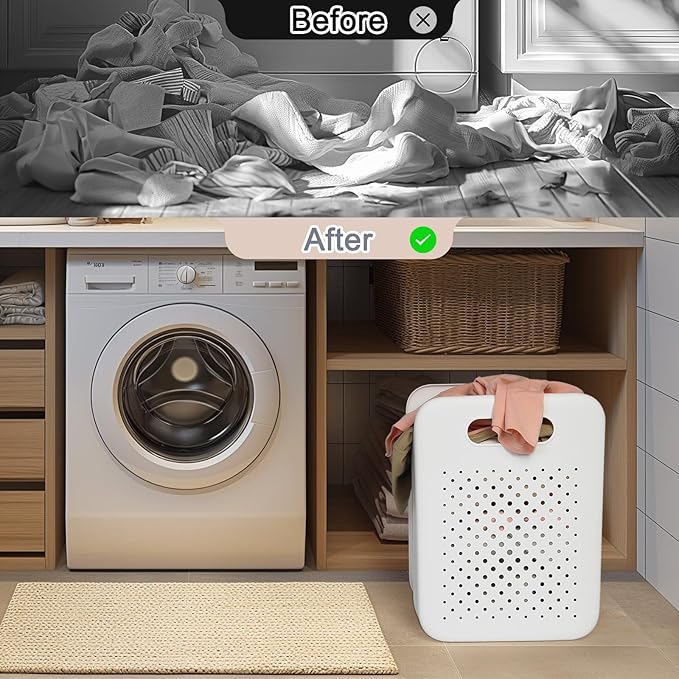 Goderewild Large Collapsible Laundry Basket with Detachable Hanging Organizer, Space-Saving Wall-Mounted Hamper for Home, Dorms, RVs, Main Basket Measures 13" x 9.5" x 17.5" In