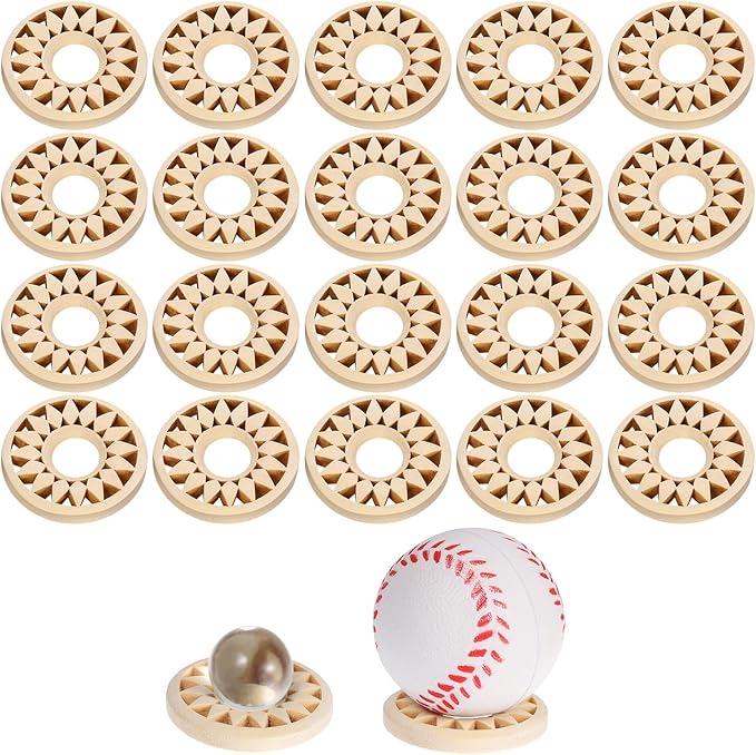 20 Pcs Decorative Egg Holder Wooden Egg Holder Wood Sphere Stand Crystal Ball Display Stand Small Round Wooden Sphere Stands for Decorative Eggs Gemstone Balls