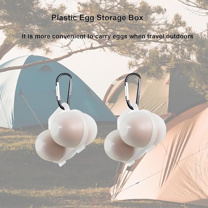 Ragyzity Plastic Portable 2 Grids Egg Carrier for Camping & Outdoor, Compact Egg Storage Container with D Buckle Leakproof Shockproof Protection, Reusable Kitchen Essentials (2PCS)
