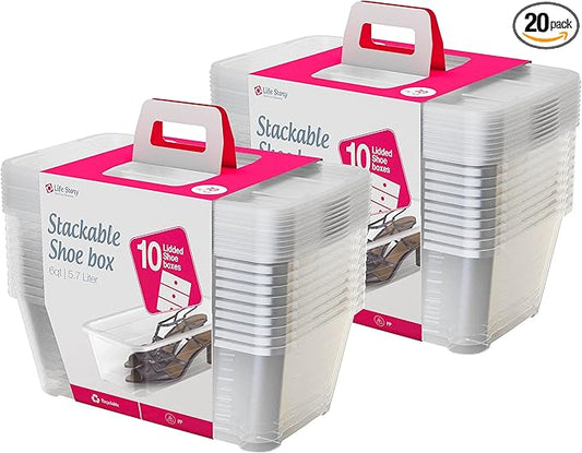 Life Story 20 Pack Plastic Storage Boxes, Stackable Organizer Tote Containers, 6 Liter