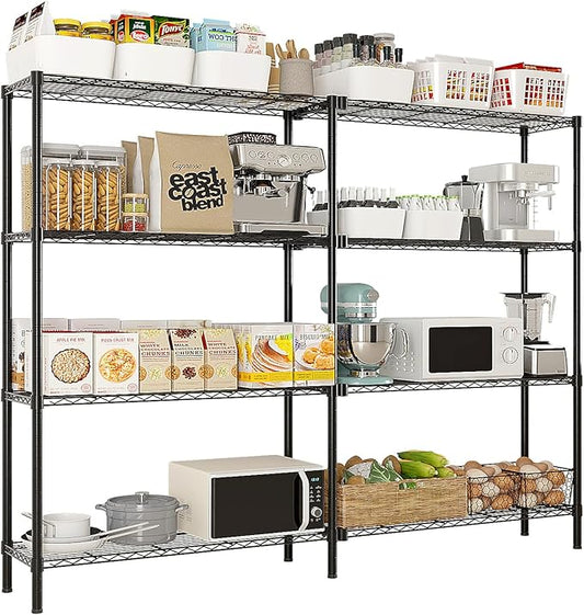 8 Tier Storage Racks Shelving, Heavy Steel Pantry Shelves, Adjustable Wire Shelving Rack, Suitable for Garage, Kitchen, Bathroom, Office, 35" W x 14" D x 106" H, Black