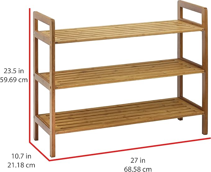 Oceanstar 3-Tier Bamboo Shoe Rack, Natural