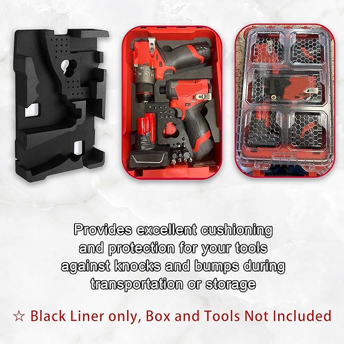 EVA Liner Organizer Compatible with 8435 Series Tool Box, Precision-Cut Foam Insert Fit for 3rd Gen Series Tools and Accessories, Modular System Compatible for Drills & Drivers (Black)