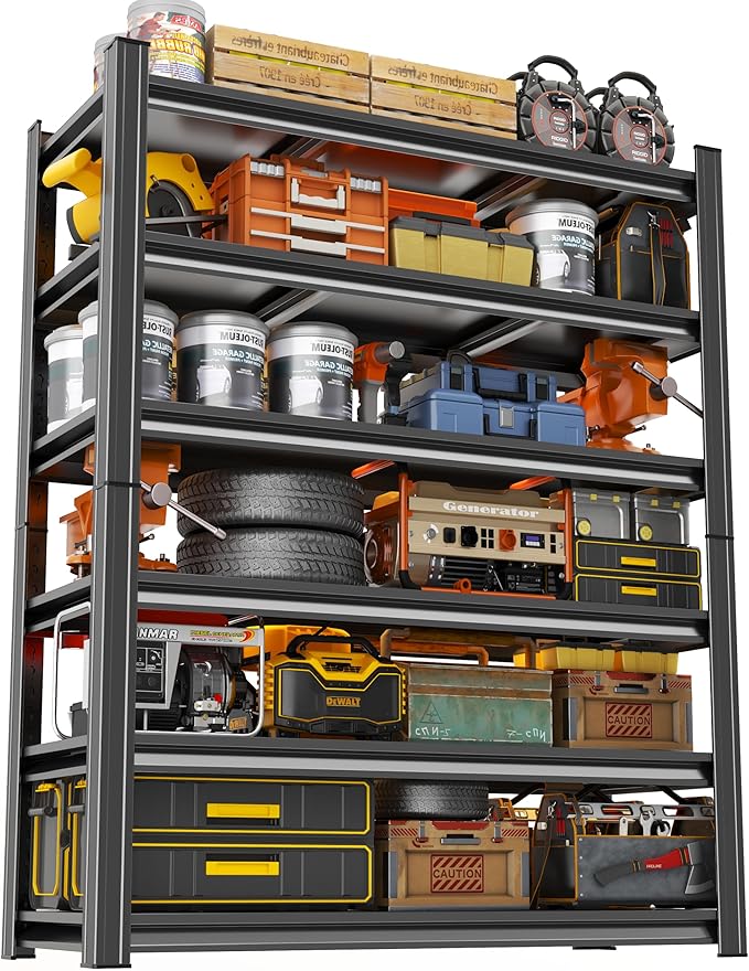 6 Tier Garage Shelving 40" W Storage Shelves Organizer 78" H Heavy Duty Garage Storage Shelves Large Utility Shelf for Commercial, Basement, Industrial, Pantry, Kitchen, Black