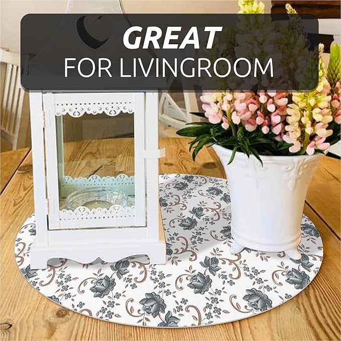 FIFTY FEET 18X96 Inch Shelf Liner for Kitchen Cabinets, PVC Drawer Liner for Dresser Non-Slip Bathroom, Non-Adhesive Cabinet Liner Washable (Black Floral)(3 Roll)