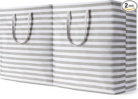 BOOMIBOO 2-Pack Large Laundry Basket,Waterproof Freestanding Laundry Hamper,Collapsible Clothes Basket with Easy Carry Handles in Laundry Room Bathroom Bedroom Dorm,Grey,100L