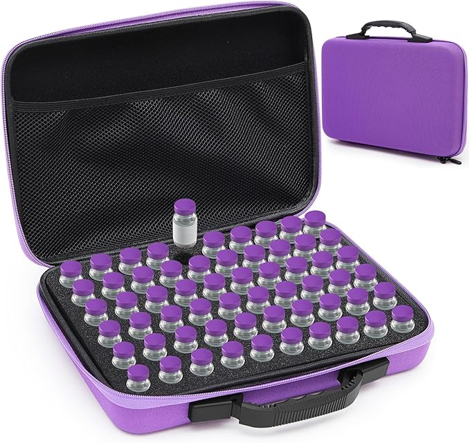 Teenyyou 60 Slots Insulin Peptide Fridge Carrying Case Vial Holder Storage Protector Bag, Fits Standard 10ml Vials, Insulin Cooler Travel Kits Case Organizer Diabetes Protector(Purple)