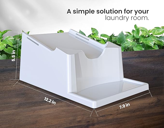 TidyFriend 2 Pack Liquid Laundry Detergent Holder Stand with Strap, Drip Tray & Rubber Feet, Stand for Laundry Room Organization and Storage, Fabric Softener Dispenser Holder for Easy Pouring (White)