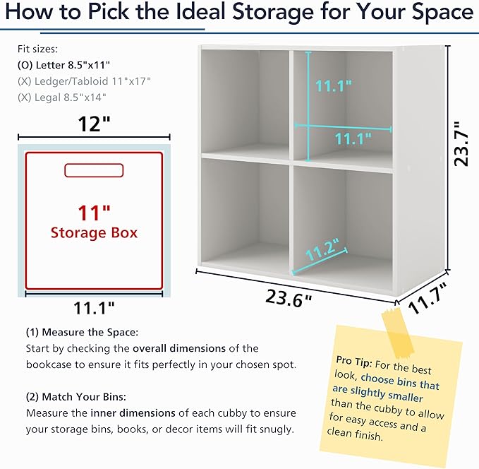 Homes: Inside + Out Apexa 3-Cube Storage Organizer Shelves, Stackable Wood Bookcase Fits Cubby Bins for Organization, Dorm Teen Room Decor & Home Office, Light Blue