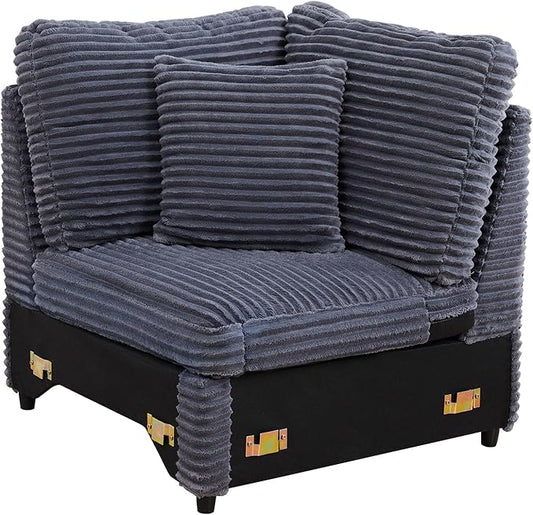 LEVNARY Modular Corner Chair, Faux Rabbit Fur Upholstered Single Corner Seat for Sectional Sofas (Gray)