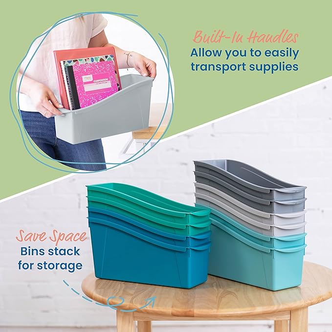 ECR4Kids Linking Plastic Storage Book Bin, Multipurpose Organization, Contemporary, 10-Piece
