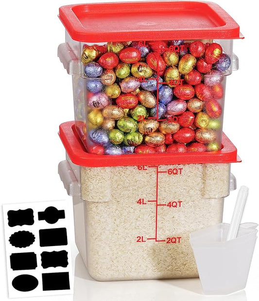 6QT Clear Food Storage Containers: 2 PCS[Food Grade][Hot&Cold Resistant] NSF Food Storage Containers with Lids for Home Restaurant Kitchen Storage Pizza Proof Dough, BPA Free (N3)