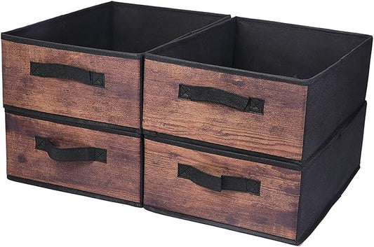BOMKEE Clothings Collapsible Storage Bins, Foldable Organizers and Storage Baskets Cube Storage Bin for Bedroom Living Room (4 Pack, MZWL, 15.4x11.4x5.5inch)