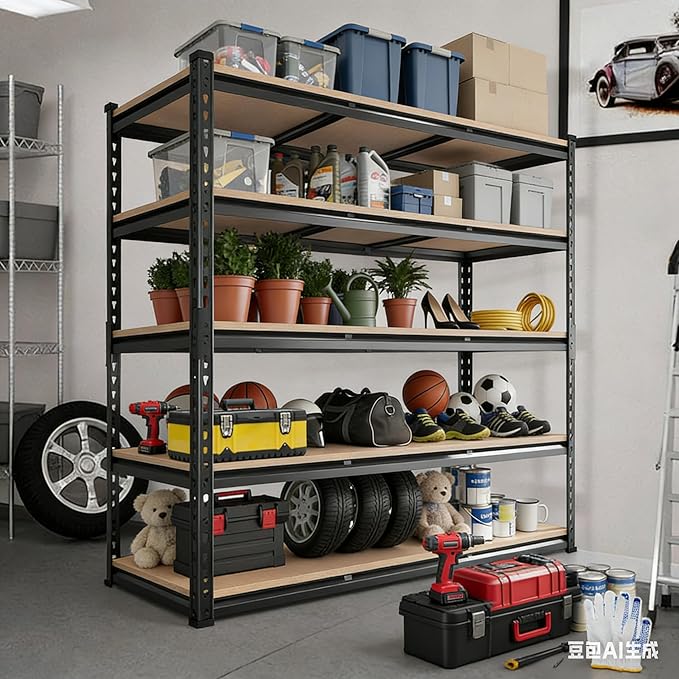 60x18x72 Heavy Duty Garage Storage Shelves,5-Tier Adjustable Metal Shelving Units, 2500 LBS Load Capacity Industrial Utility Storage Racks for Warehouse Pantry Shed Basement Garage Organization