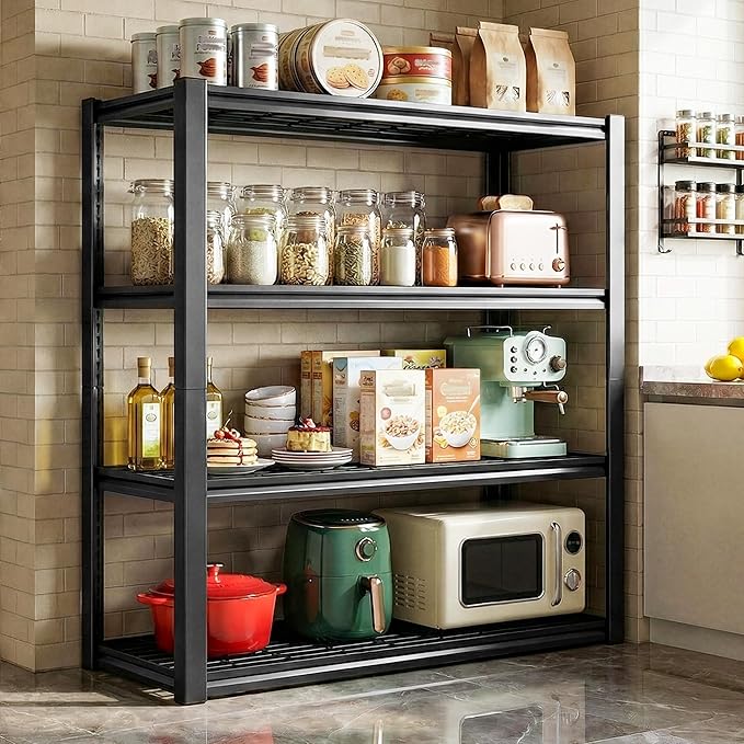 REIBII 40" W Garage Shelving 2240 LBS Heavy Duty Storage Shelves Adjustable Industrial Metal Shelving Unit 4 Tier Garage Storage Shelf for Kitchen Pantry Warehouse Basement Commercial 19.5"D × 59.5"H