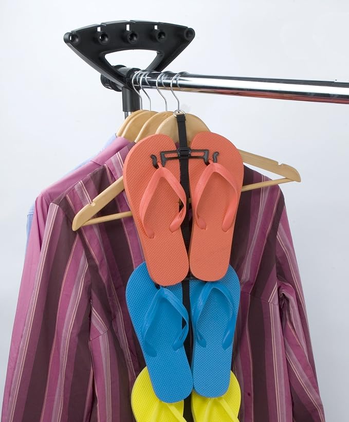 Perfect Curve Flip Flop Rack Organizer | Holds 9 Pairs | Over Door Organizer | Space Saving Shoe Rack | Adjustable Hooks | Organize Flip Flops, Crocs and Oofos | Black