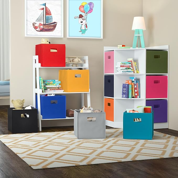 RiverRidge Folding Storage Bins with Handles Red Cube Storage Organizer for Closet, Bedroom & Playroom - Closet Organizers and Storage Set of 2