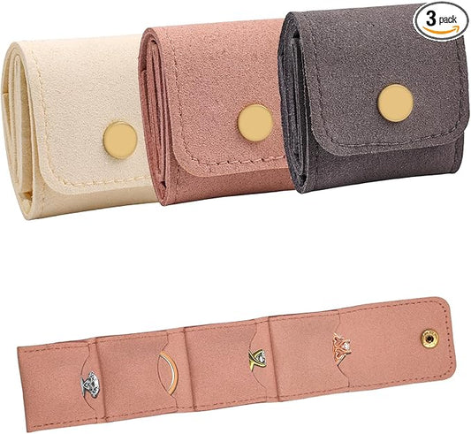 3 Pack Mini Jewelry Organizer, Travel Jewelry Case, Foldable Multifunctional Travel Jewelrys Pouch for Earrings, Necklaces, Rings, Chain Bracelets, Brooches