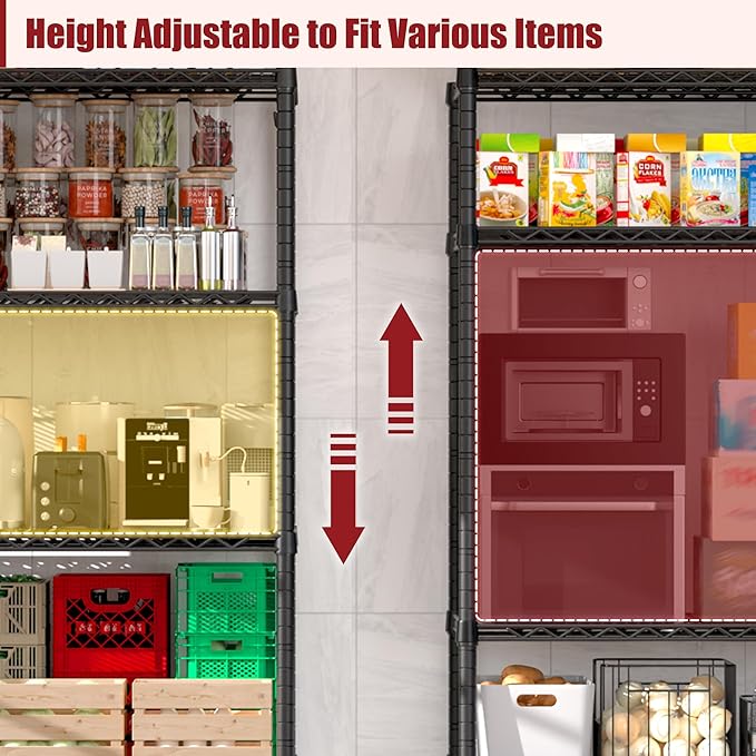 PrimeZone 4 Packs 48" W x 24" D x 81" H Heavy Duty Wire Storage Shelves with Wheels, 5 Tier Adjustable NSF Certified Garage Shelving Unit, Rolling Metal Organizer Shelf Rack for Warehouse, Restaurant