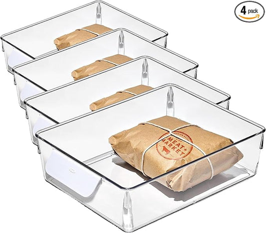 OXO Good Grips Fridge Organization Bin 8 in x 10 in - for Deli Meats, Cheeses, Loose Fruits and More (Pack of 4)