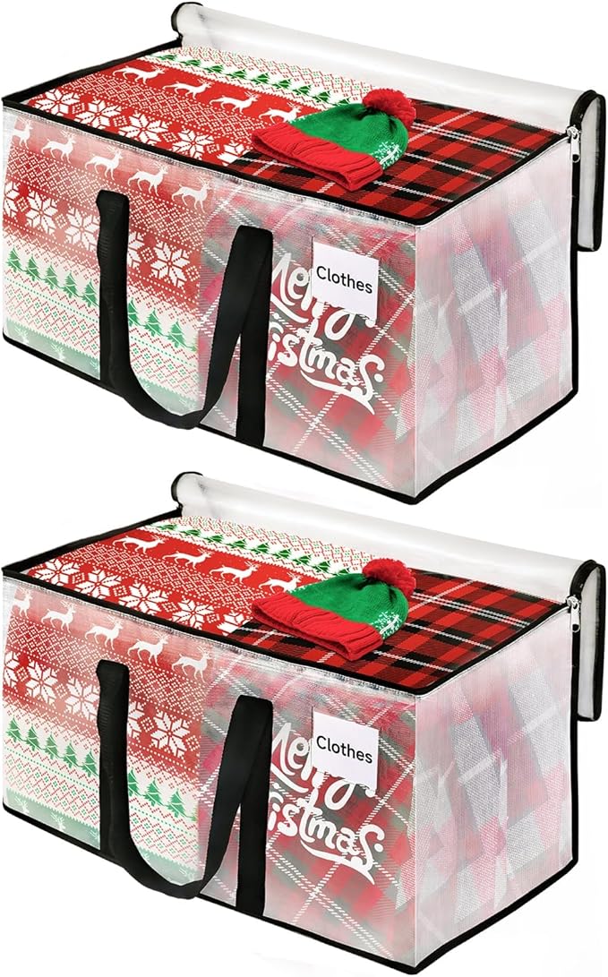 BlissTotes Clear Moving Bags Heavy Duty, 76L Extra Large Storage Bags with Zipper & Reinforced Handles, Waterproof PP Moving Totes for Clothes, Bedding, Comforters, Space Saving Storage (2 Pack)