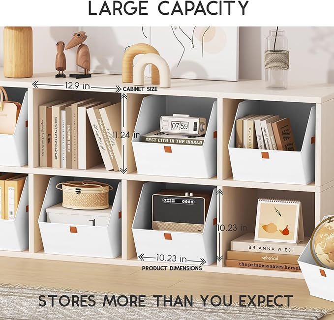 Homsorout Fabric Closet Storage Cubes - 8 Pack Square Storage Bins with Dual Handles for Clothes, Towels, Toys, Cube Storage Organizers for Bedroom, Nursery, Shelves, Closet, Small Spaces, White