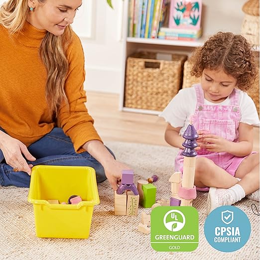ECR4Kids Scoop Front Storage Bins, Multipurpose Organization, Yellow, 10-Piece