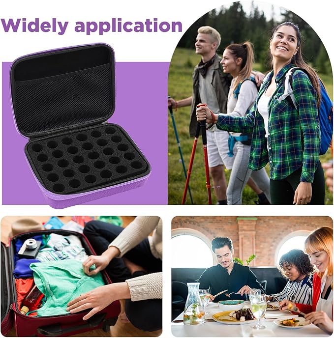 Teenyyou 30 Slots Insulin Peptide Fridge Carrying Case Vial Holder Storage Protector Bag, Fits Standard 10ml Vials, Insulin Cooler Travel Kits Case Organizer Diabetes Protector(Purple)