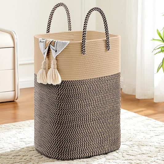 Artfeel Laundry Basket,Woven Cotton Rope Laundry Hamper,80L Versatile Storage for Dirty Clothes,Baby Toys,and Blankets in Bathroom, Nursery,and Living Room