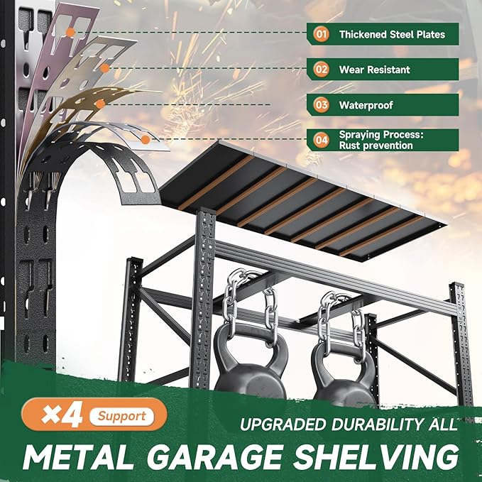 Letaya 8000LBS Storage Shelves Heavy Duty,75" W Garage Shelving Units, 4 Tier Adjustable Utility Rack Shelf,Large Metal Industrial Shelves,for Shop,Warehouse,Basement,Black (75" W x 24" D x 70" H)