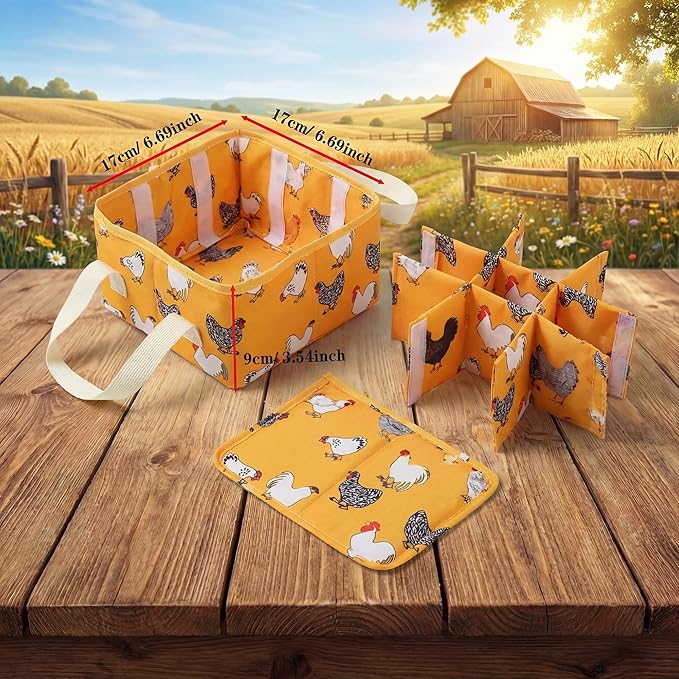 UKJENT Egg Collecting Basket for Kids & Family Farm Chores, 9 Padded Pouches to Prevent Broken Eggs, Safe & Easy Egg Carrier with Sturdy Handle, Chicken Duck Goose Eggs Holder from Coop to Kitchen
