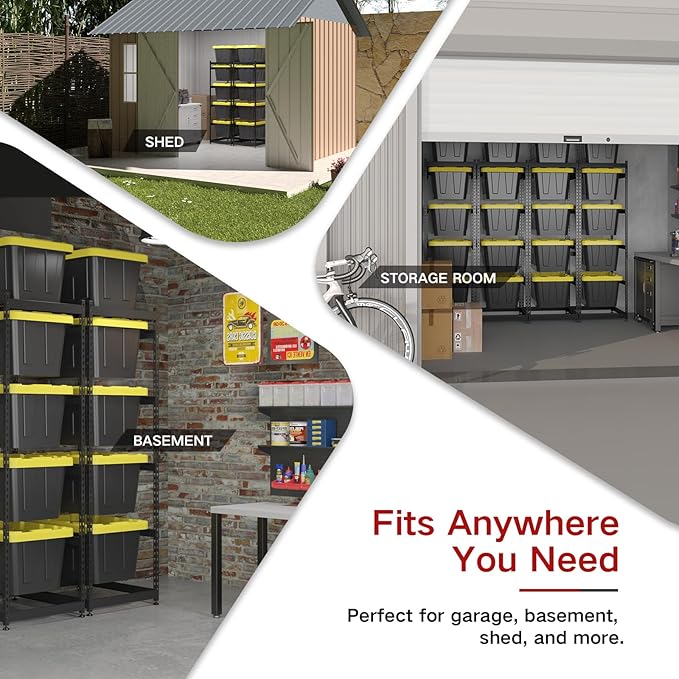 FERO 27 Gallon Tote Storage Rack, Heavy-Duty Storage Bin Rack Organizer, 5-Tier Standing Storage Bin Shelves, 250 lb Capacity, Maximize Space for Garage, Warehouse, Utility(Totes Not Included)
