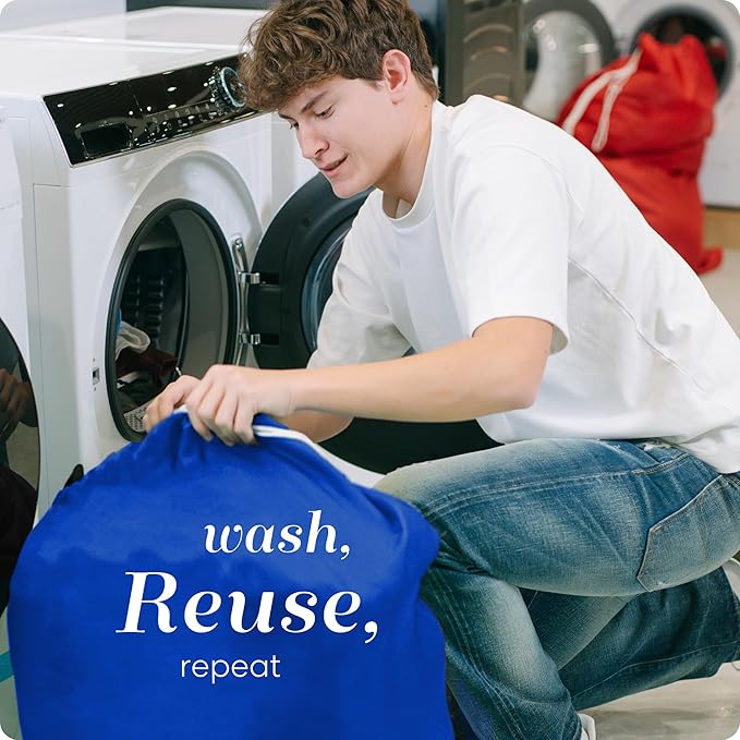Handy Laundry Extra Large Heavy Duty Laundry Bag – 30" x 40" Durable Nylon, Locking Drawstring Closure, Machine Washable, Fits Laundry Basket, Travel & Dorm Dirty Clothes Organizer, Royal Blue