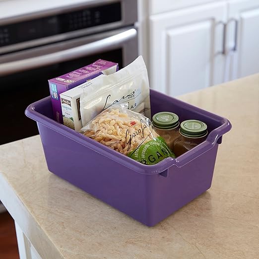 ECR4Kids Scoop Front Storage Bin, Multipurpose Organization, Purple, 5-Piece