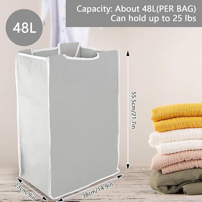 3 Pcs Laundry Sorter Replacement Bags Hamper Cart Removable Replacement Laundry Storage Organizer Bag Hamper Liner, 14.9 x 9 x 21.7 Inch (Light Gray)